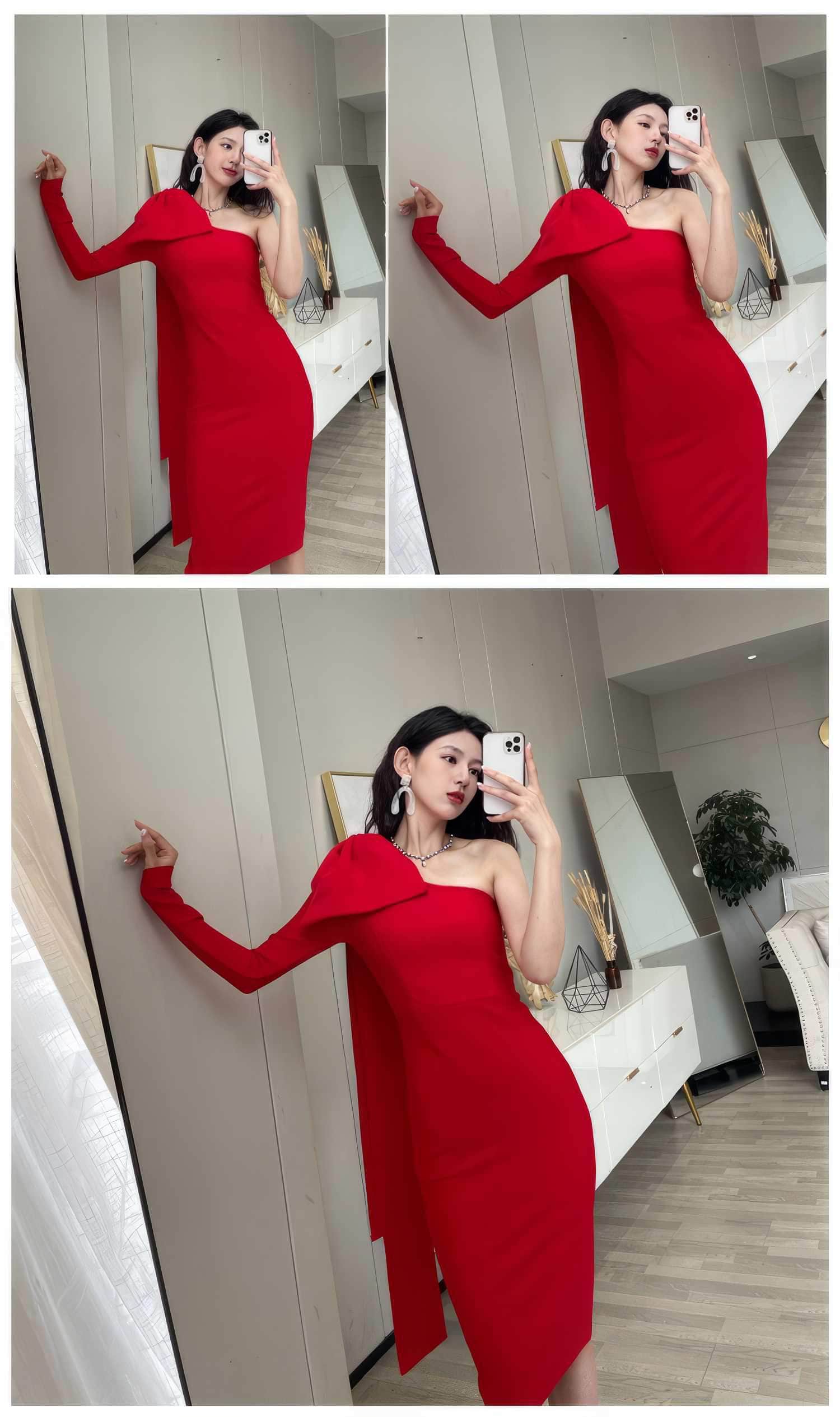 Bow-Knot Shoulder Long Sleeve Dress