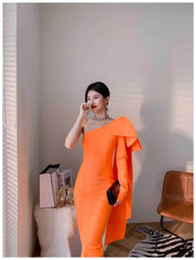 Bow-Knot Shoulder Long Sleeve Dress