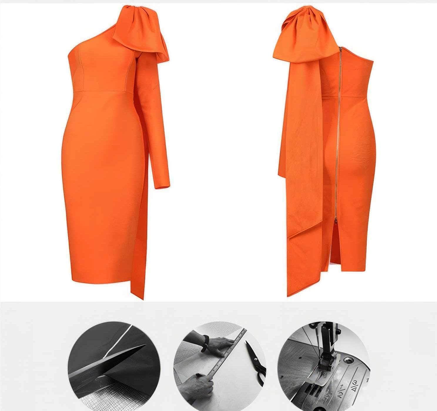 Bow-Knot Shoulder Long Sleeve Dress