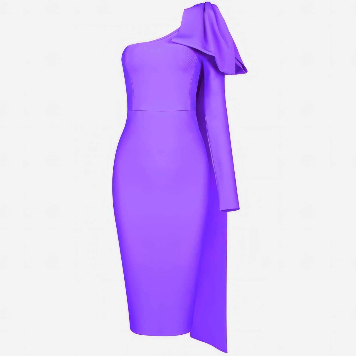 Bow-Knot Shoulder Long Sleeve Dress XS / BlueViolet