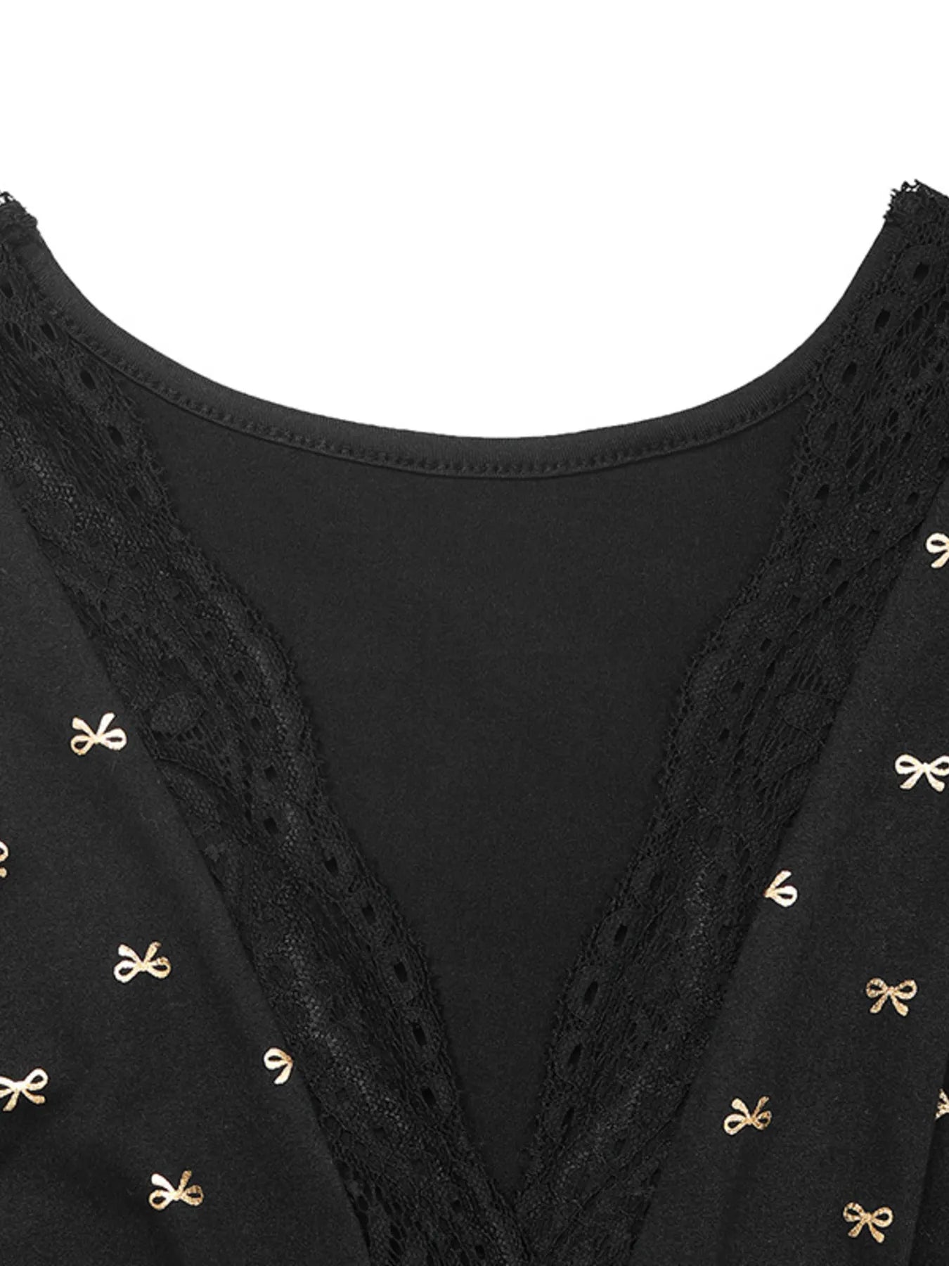 Bow Long Sleeve V-Neck Maxi Dress