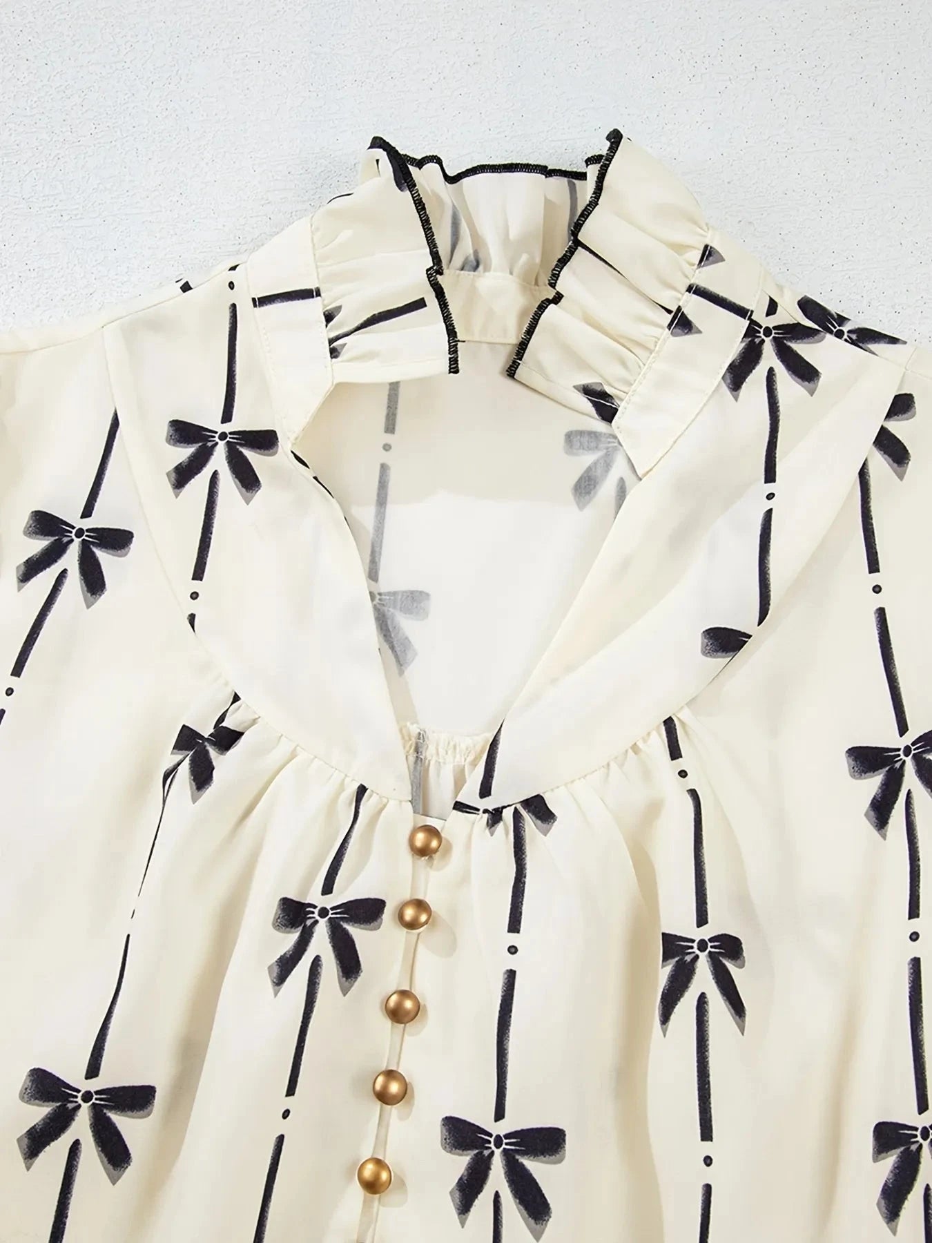 Bow Print Button Front Shirt Dress