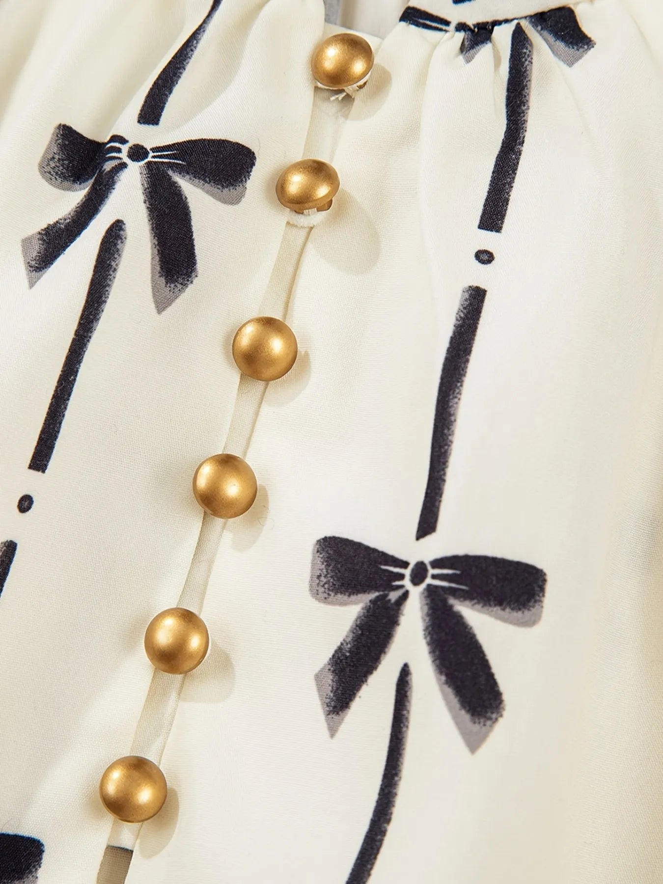 Bow Print Button Front Shirt Dress