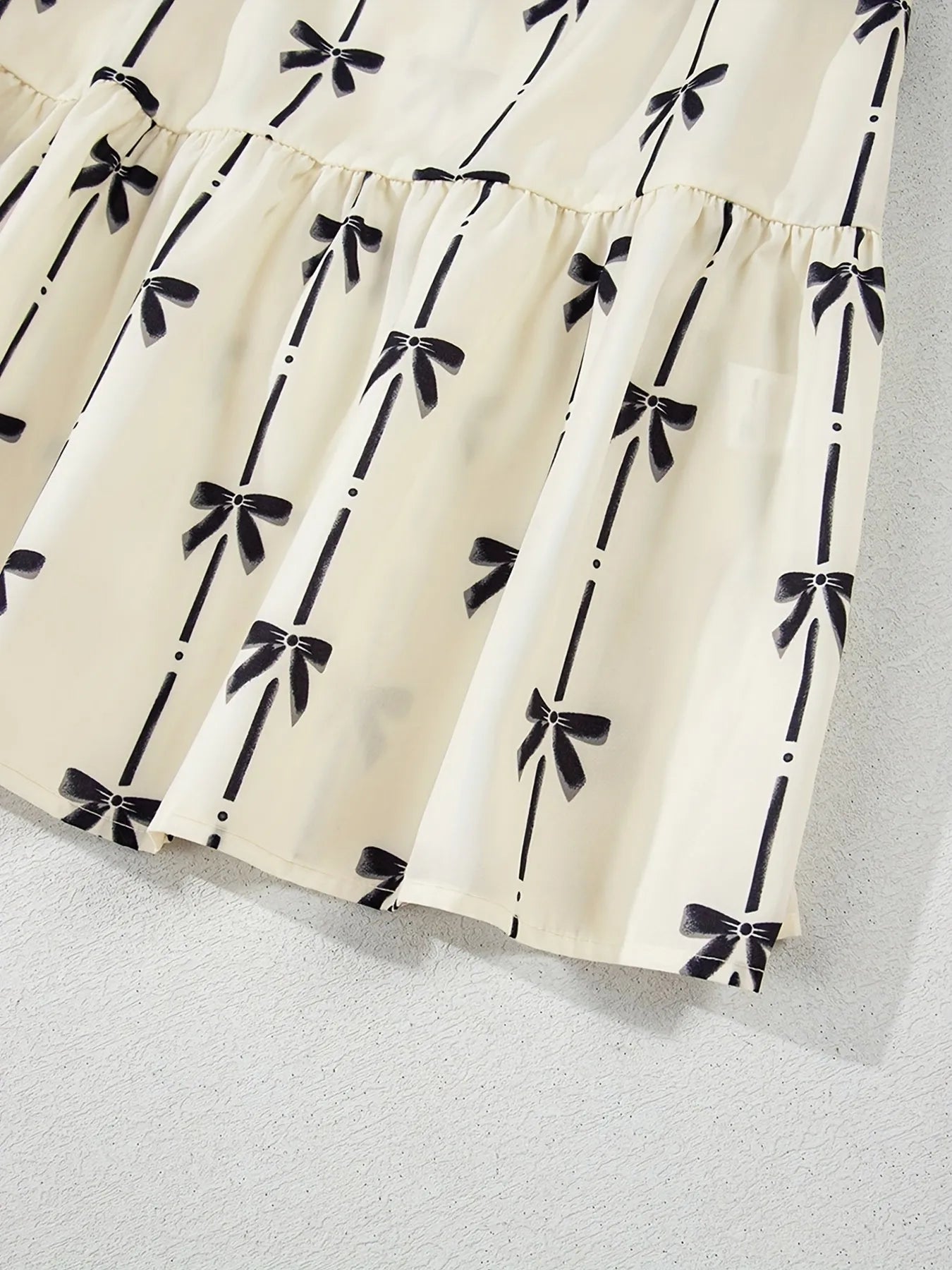 Bow Print Button Front Shirt Dress