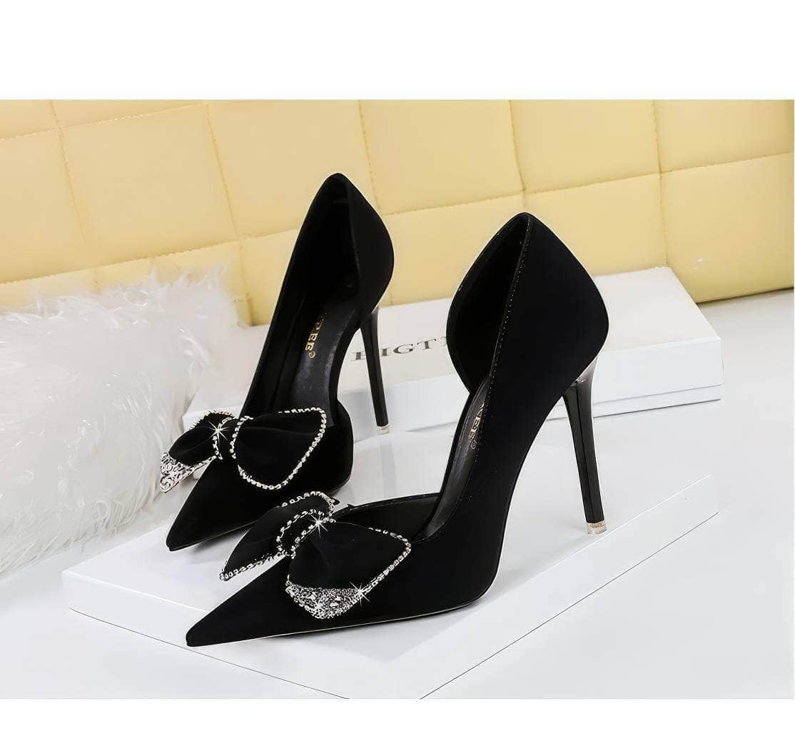 Bow Sequin Detailed Pump Court Heels
