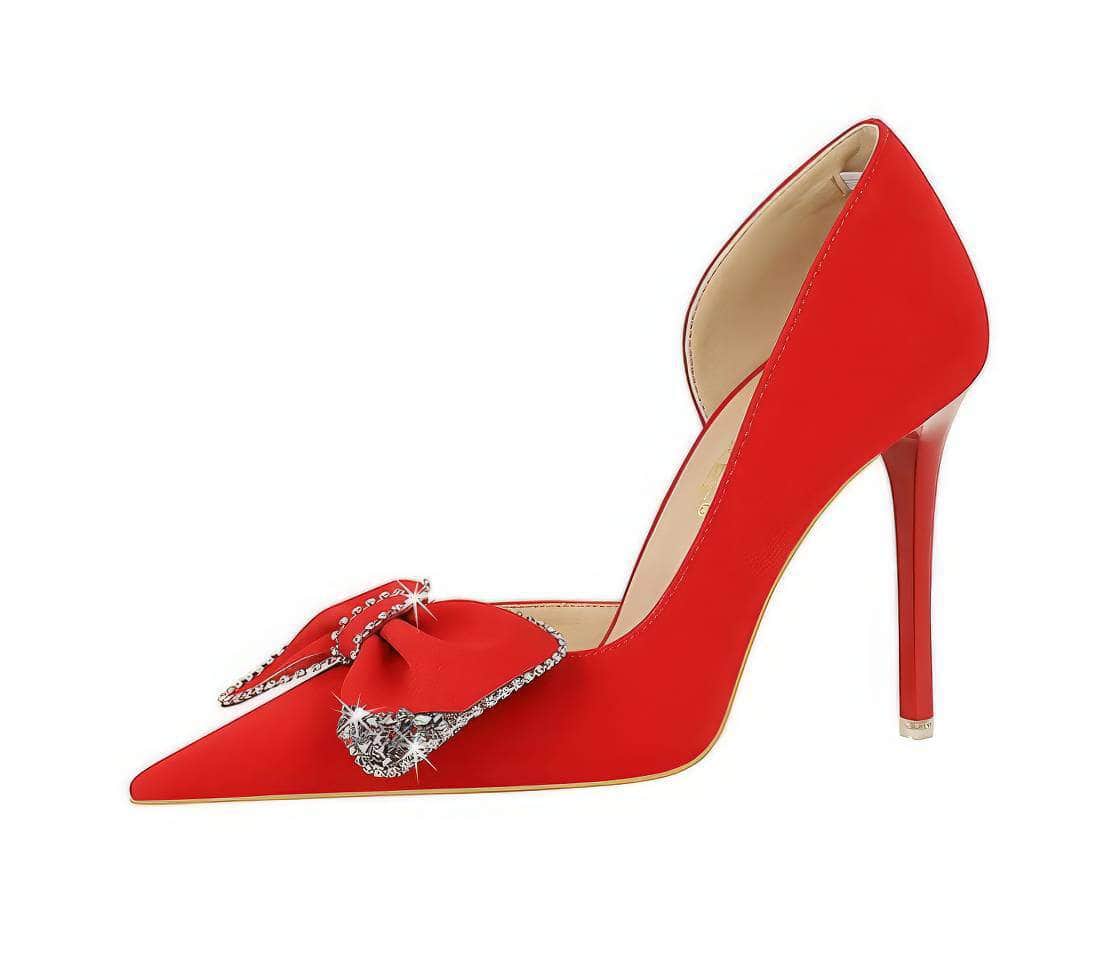 Bow Sequin Detailed Pump Court Heels