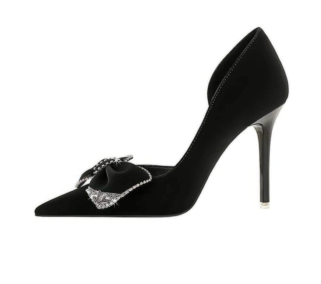 Bow Sequin Detailed Pump Court Heels EU 33 / Black / 11CM