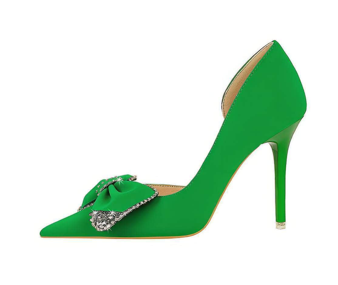 Bow Sequin Detailed Pump Court Heels EU 33 / Green / 11CM