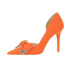 Bow Sequin Detailed Pump Court Heels EU 33 / Orange / 11CM
