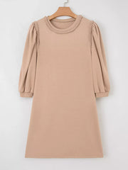 Braided Trim Puff Sleeve Dress