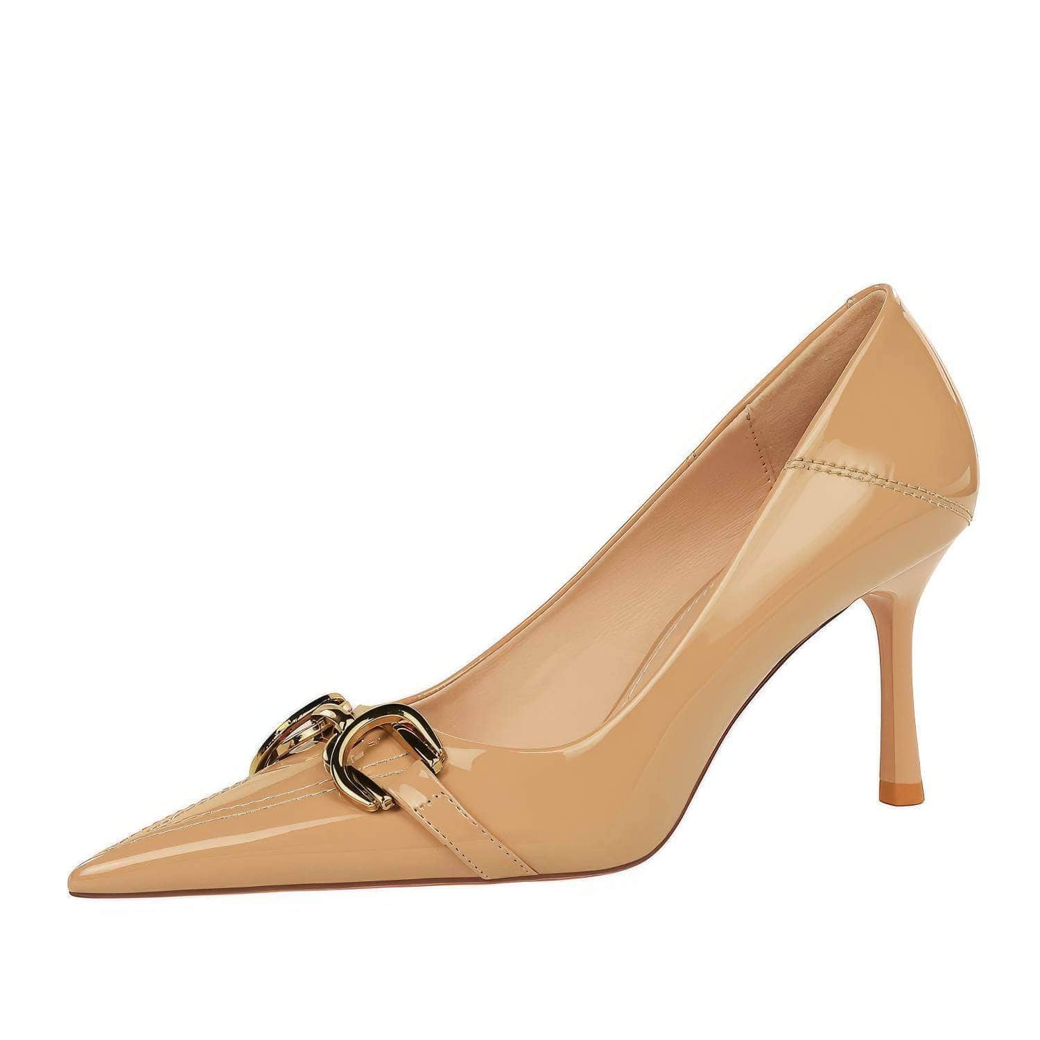 Buckle Decor Pointy Toes Glossy Stilettos