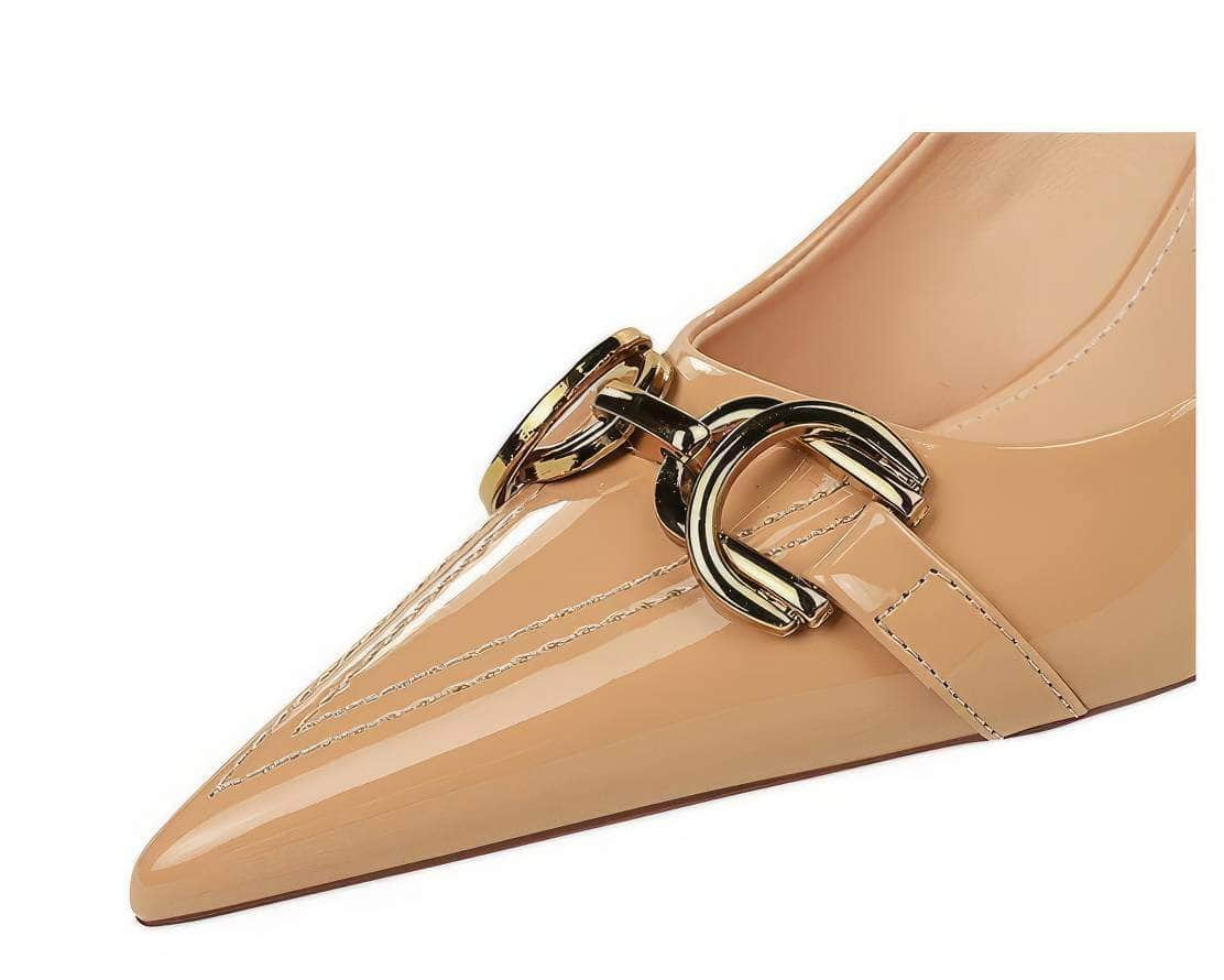 Buckle Decor Pointy Toes Glossy Stilettos
