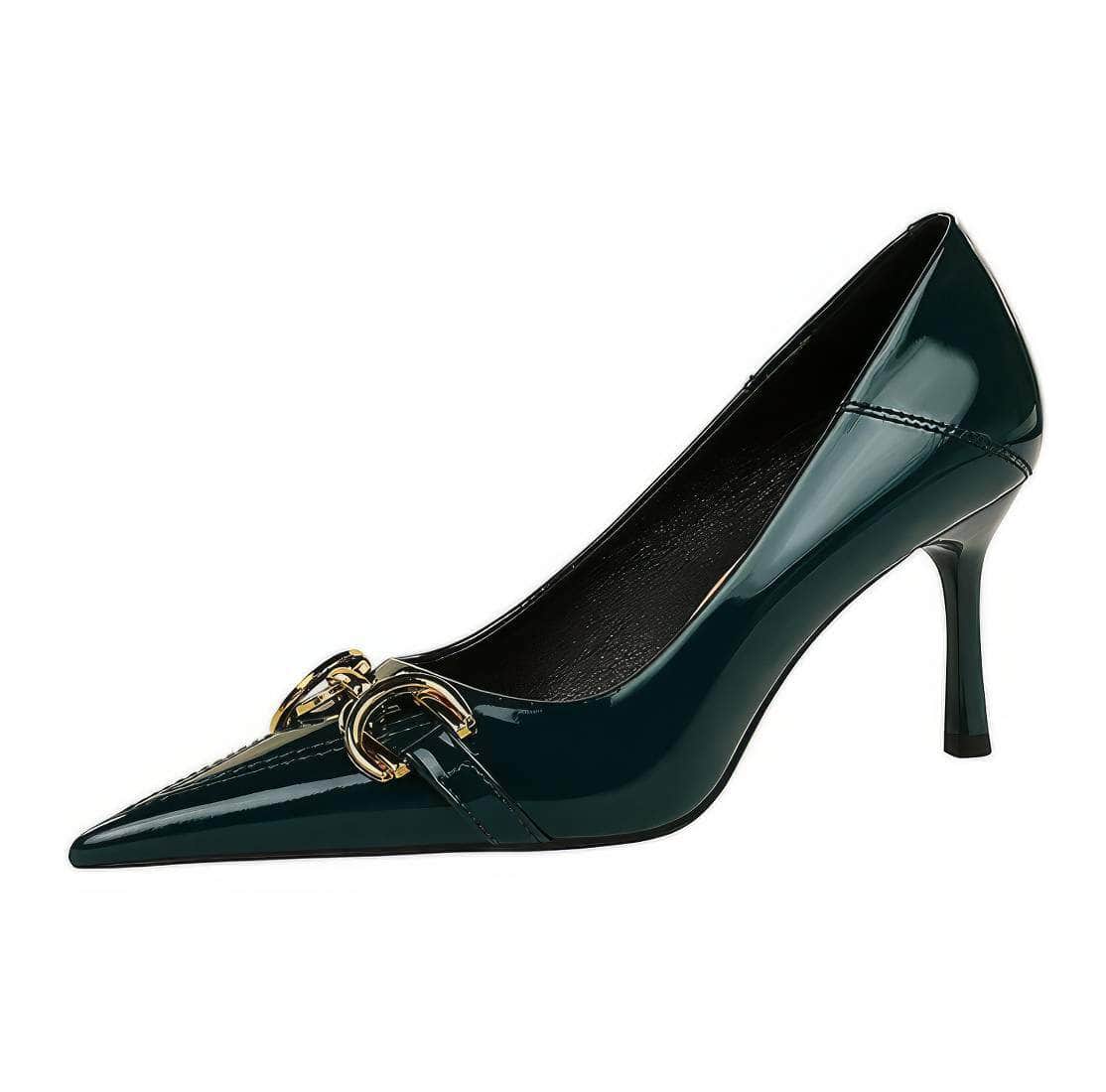 Buckle Decor Pointy Toes Glossy Stilettos