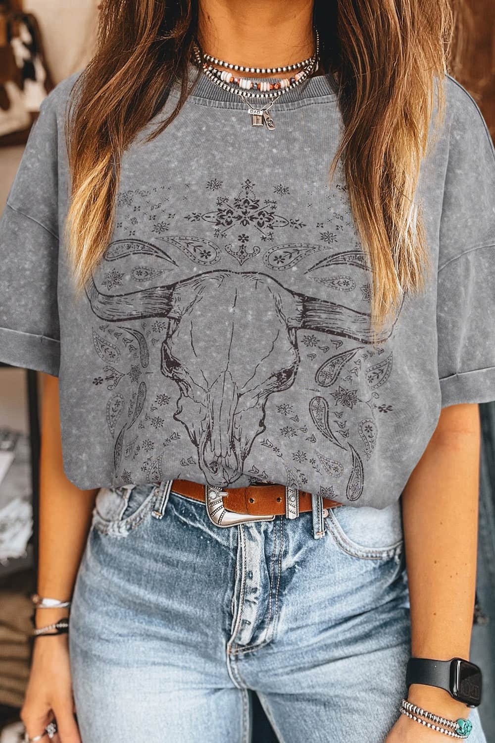 Bull Head Round Neck Half Sleeve T-Shirt