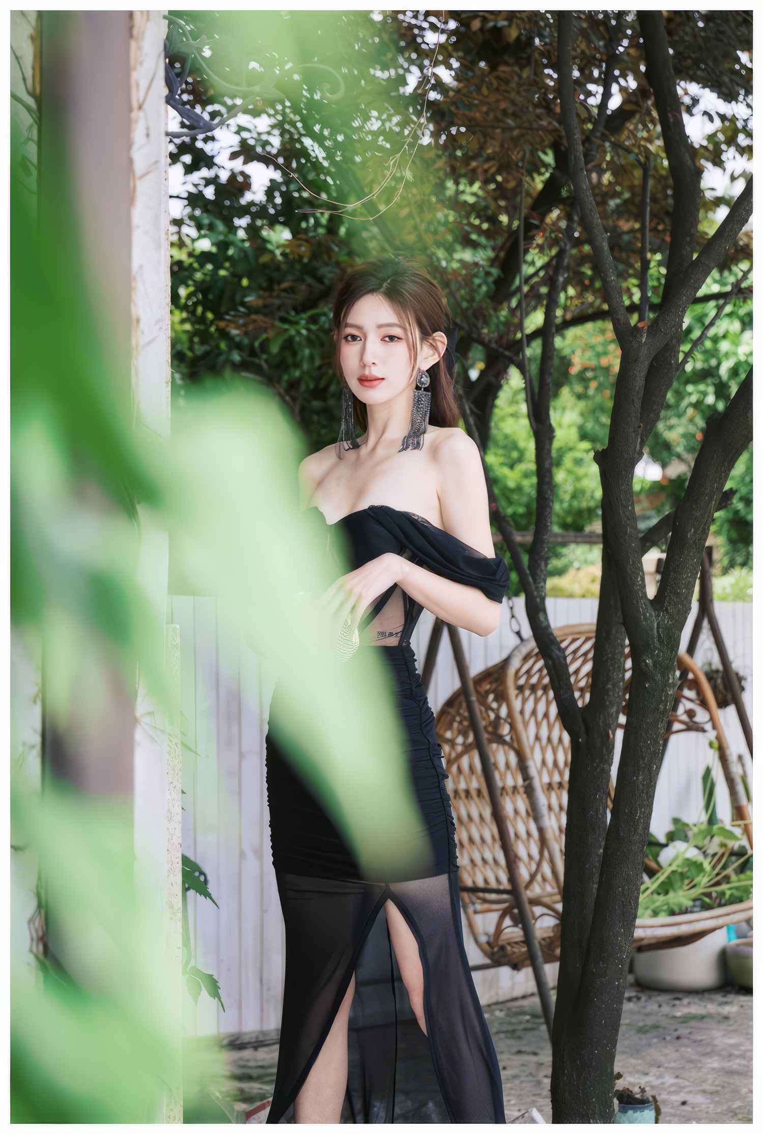 Bustier Mesh Draped Off-Shoulder Maxi dress