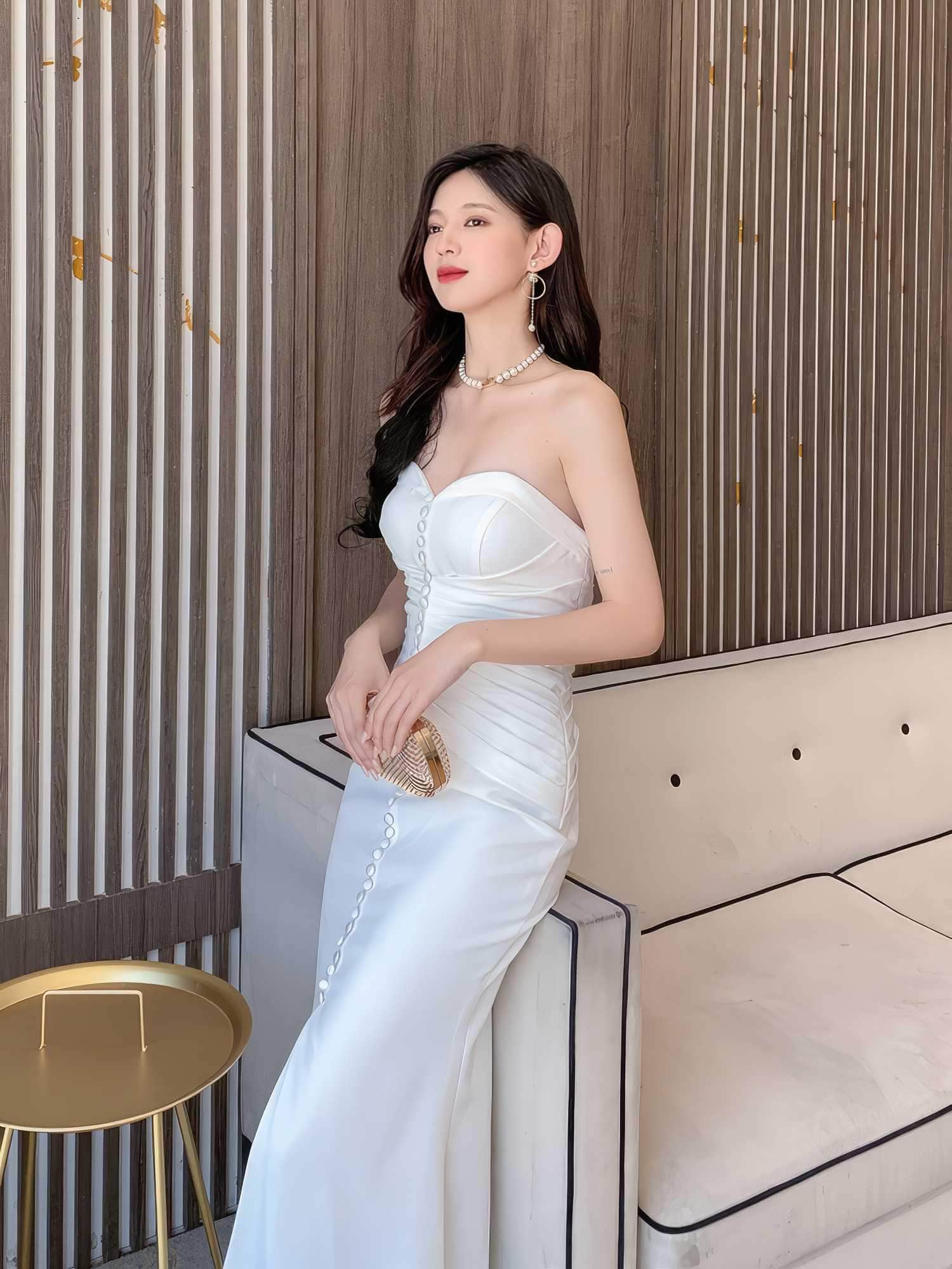 Bustier Pleated Button-Down Mermaid Dress