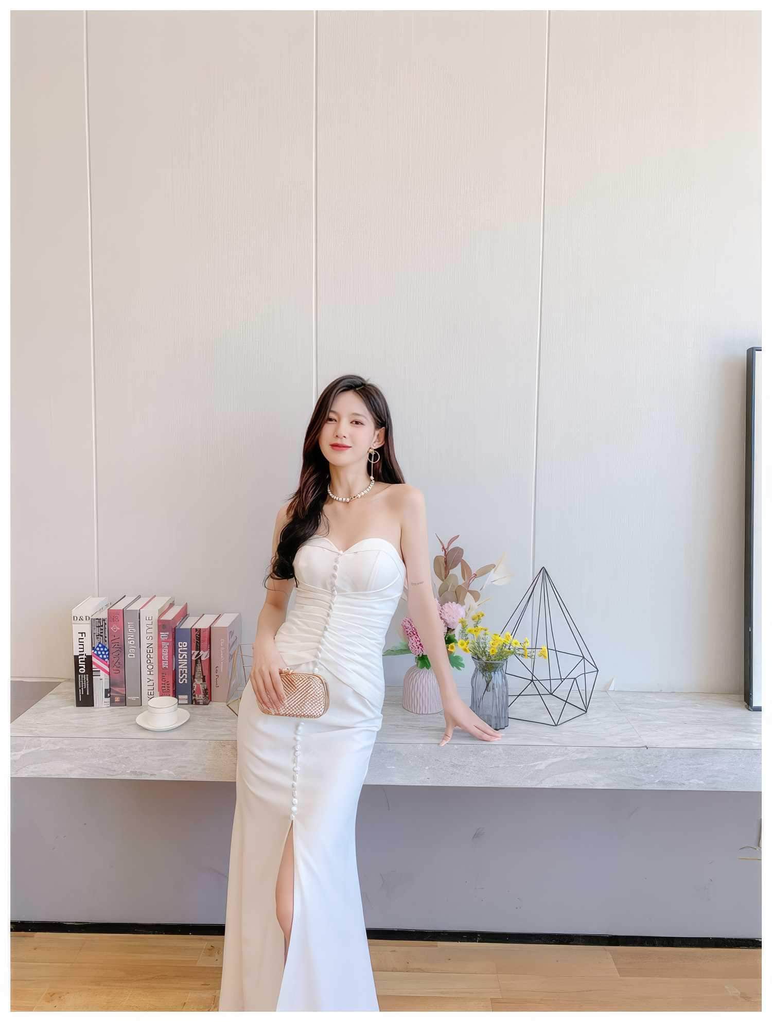 Bustier Pleated Button-Down Mermaid Dress