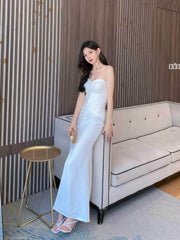 Bustier Pleated Button-Down Mermaid Dress