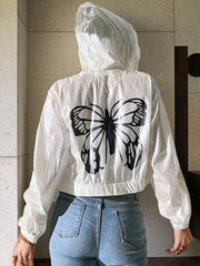 Butterfly Back Zip Up Hooded Jacket