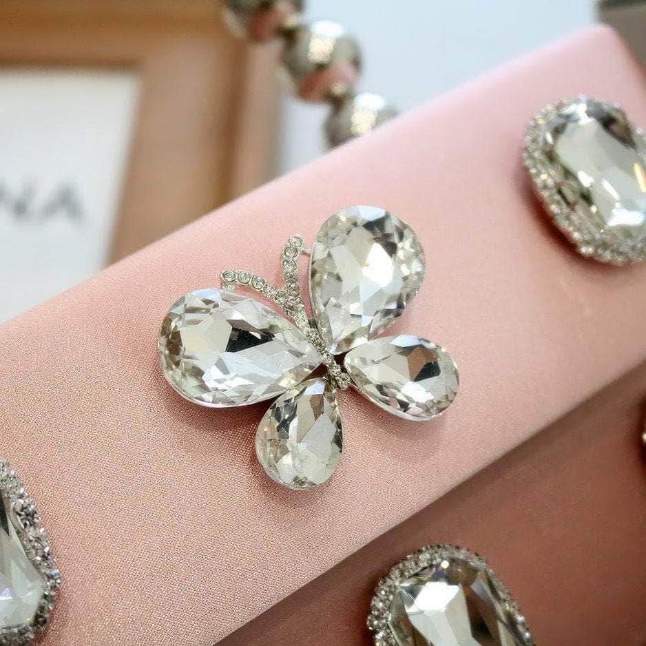 Butterfly Rhinestone Decorated Top Handle Mini Box Bag