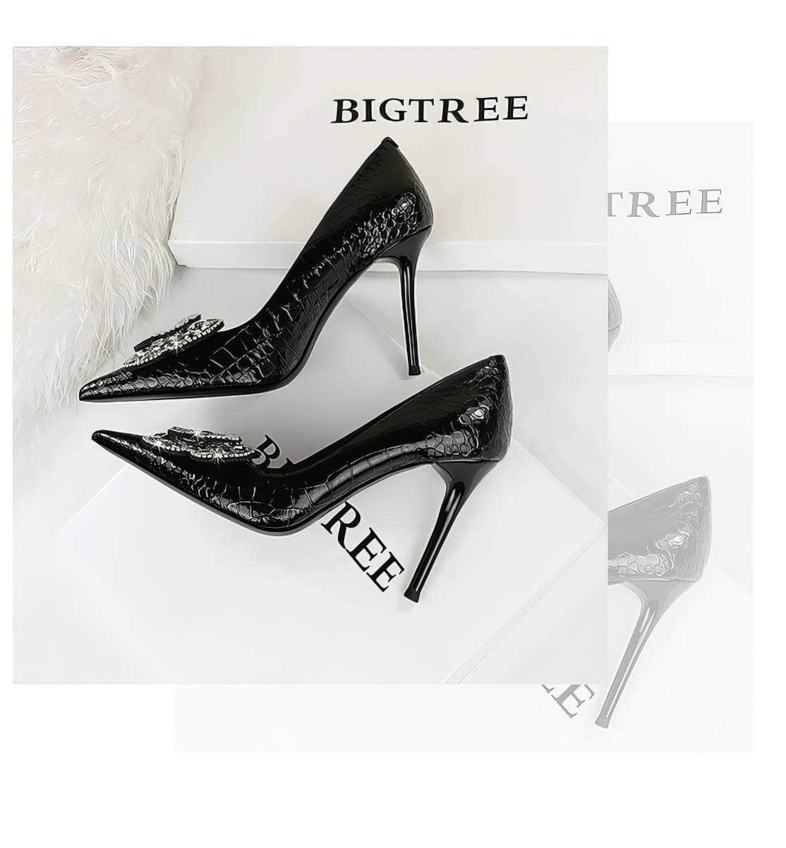 Butterfly Rhinestone Embellished Croc Heels
