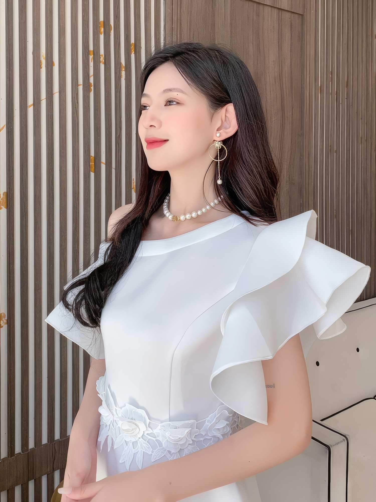 Butterfly Sleeves Floral Embroidered A-Line Dress