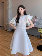 Butterfly Sleeves Floral Embroidered A-Line Dress