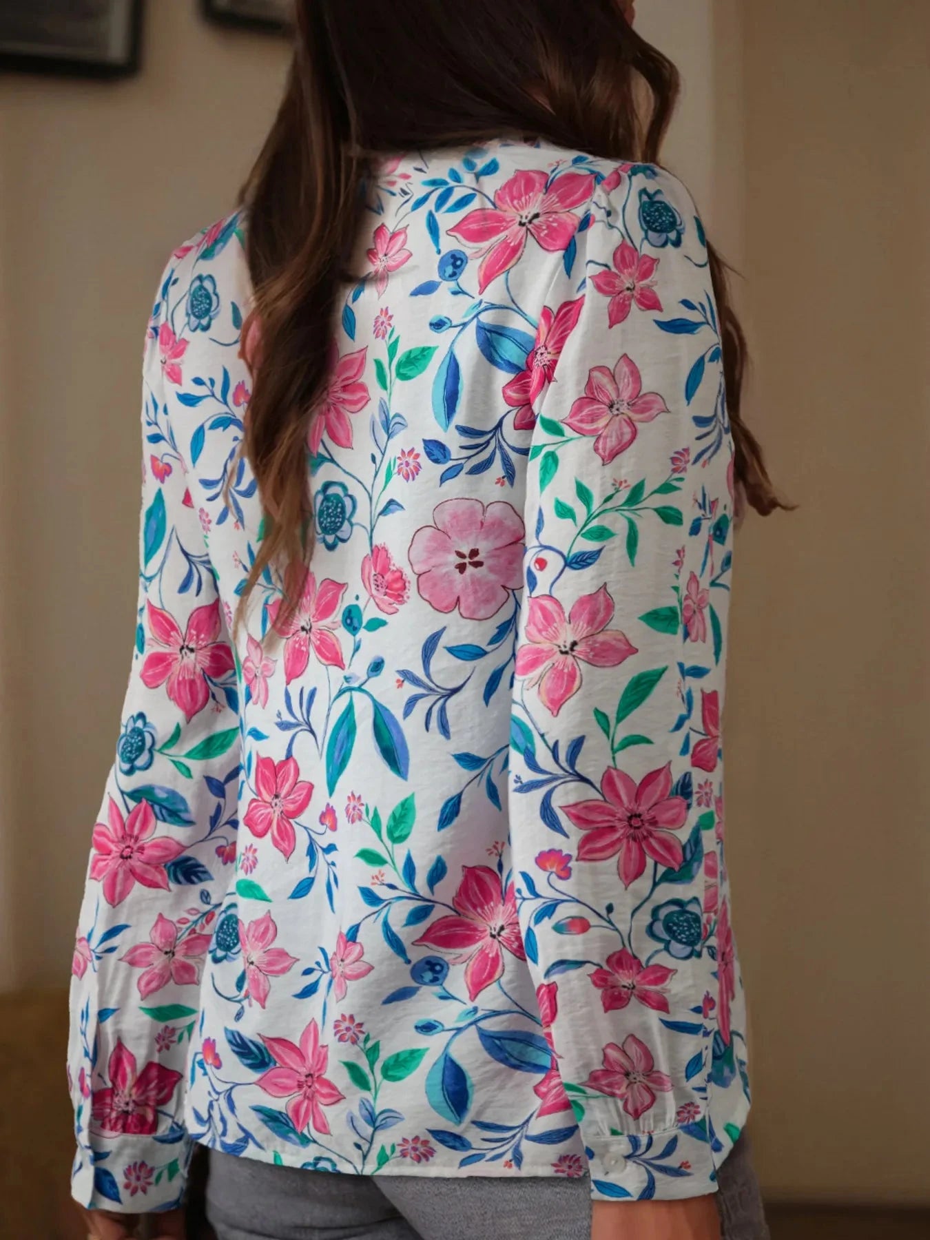 Button Down Floral Long Sleeve Shirt