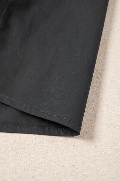 Button Down Puff Sleeve Ruffle Hem Dress