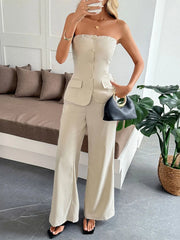 Button Down Tube Top and Pants Set
