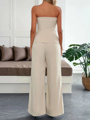 Button Down Tube Top and Pants Set