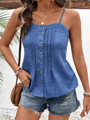 Button-Front Adjustable Strap Cami