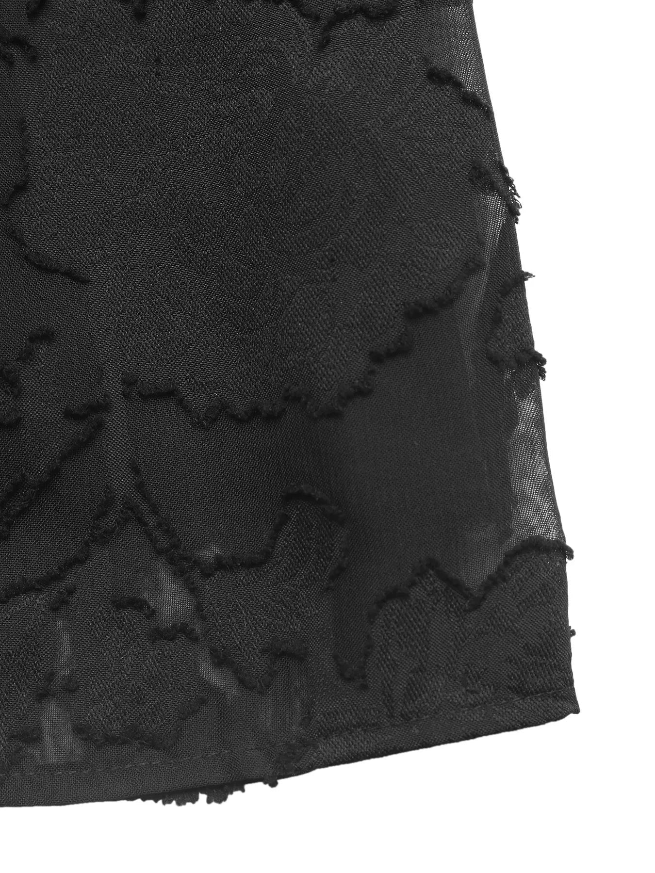 Button-Front Balloon Sleeve Mini Dress