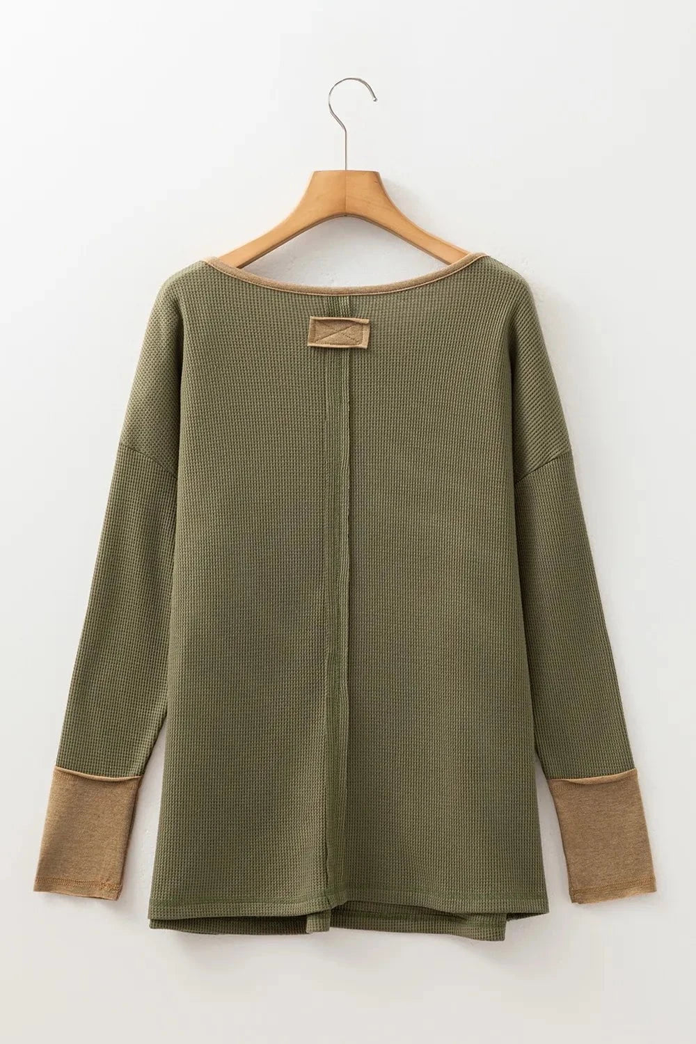 Button Front Contrast Trim Top