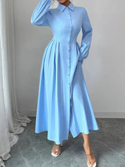 Button-Front Maxi Shirt Dress