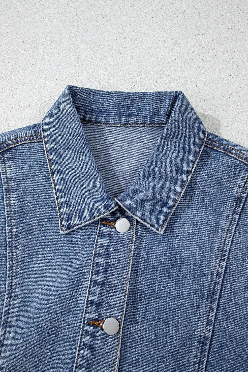 Button Up Cap Sleeve Denim Jacket