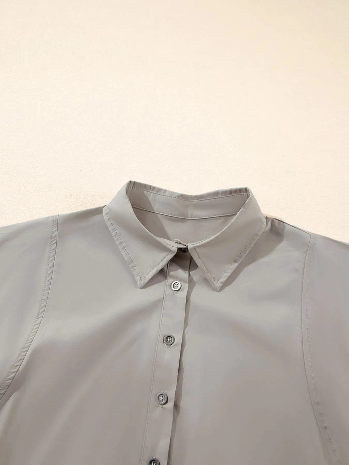 Button Up Lantern Sleeve Shirt