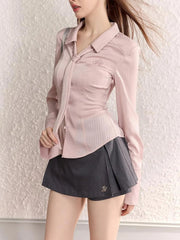 Button-Up Long Sleeve Shirt with Tie