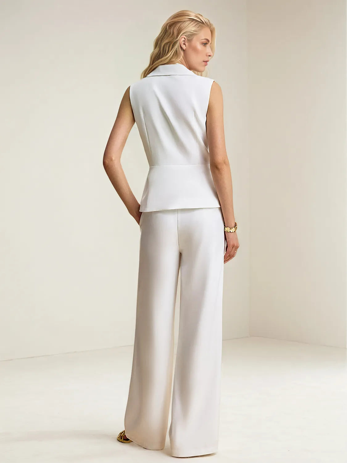 Button Up Vest and Pants Suit Set