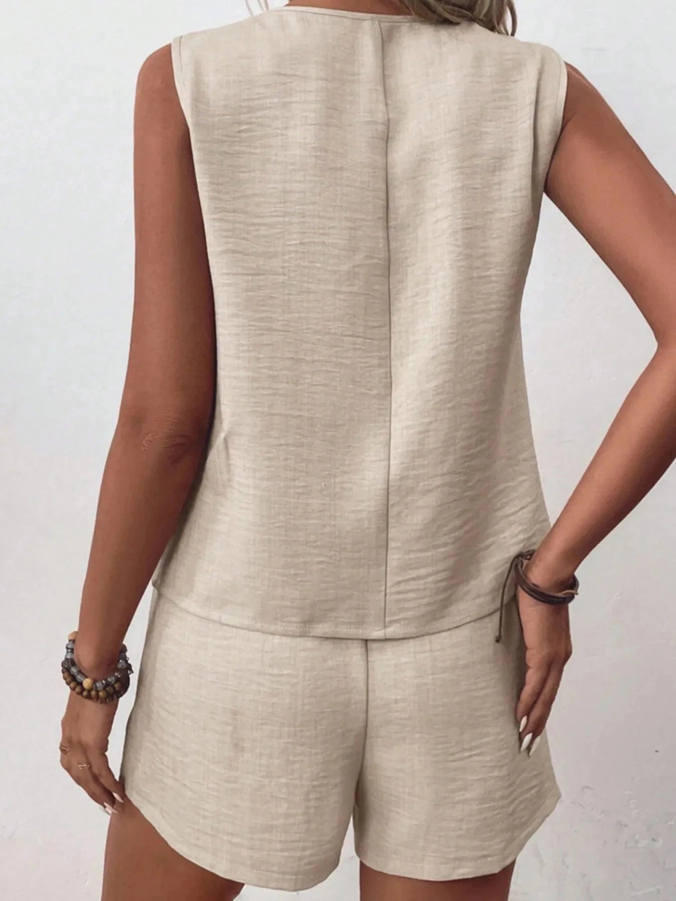 Button Up Vest and Shorts Set