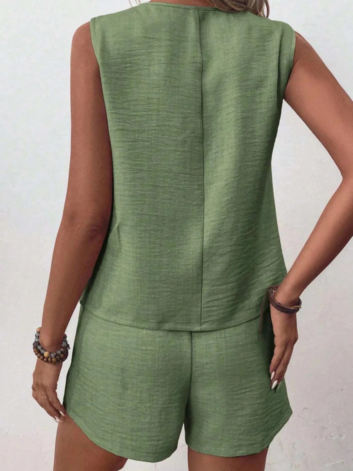 Button Up Vest and Shorts Set