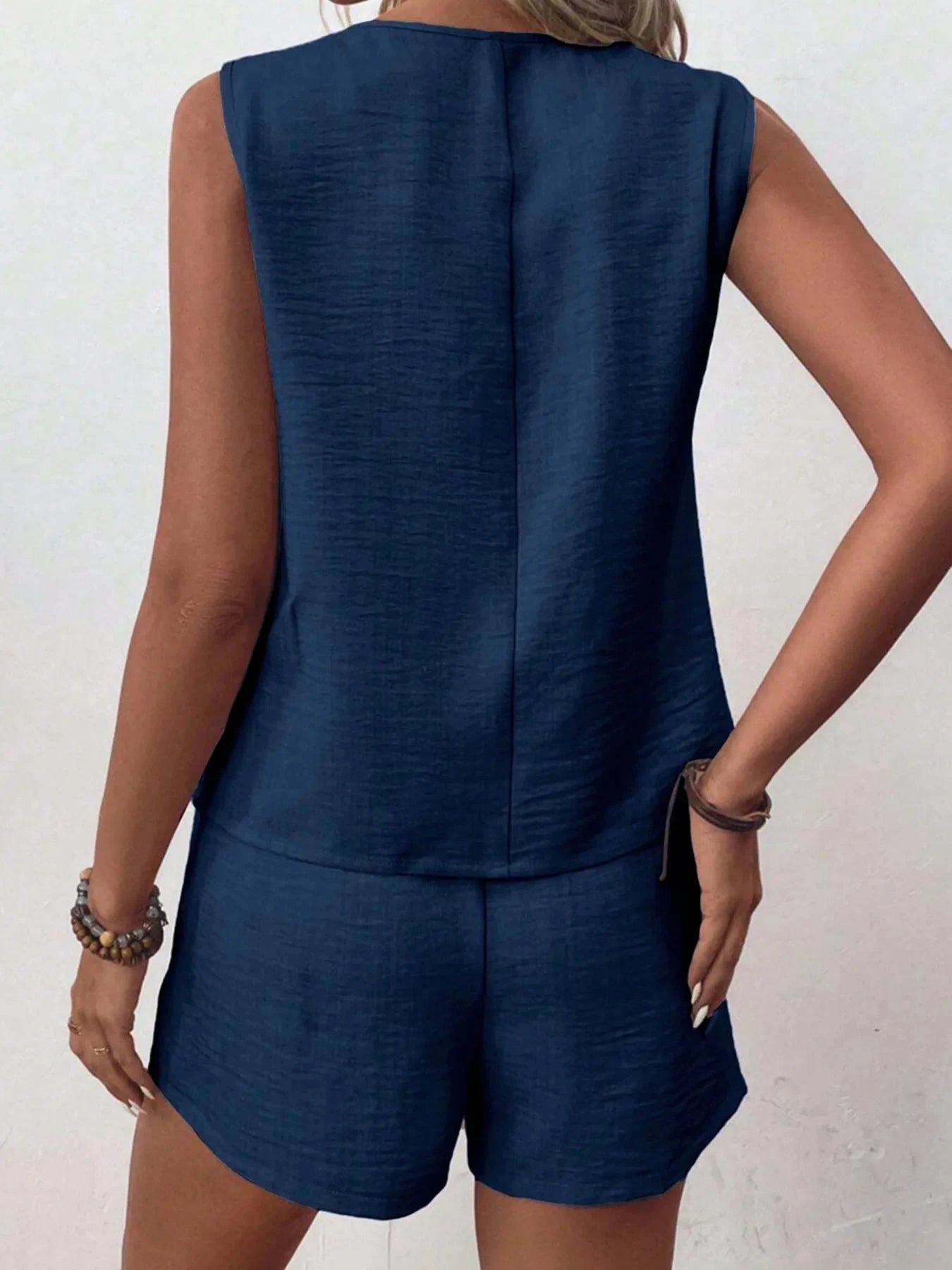 Button Up Vest and Shorts Set