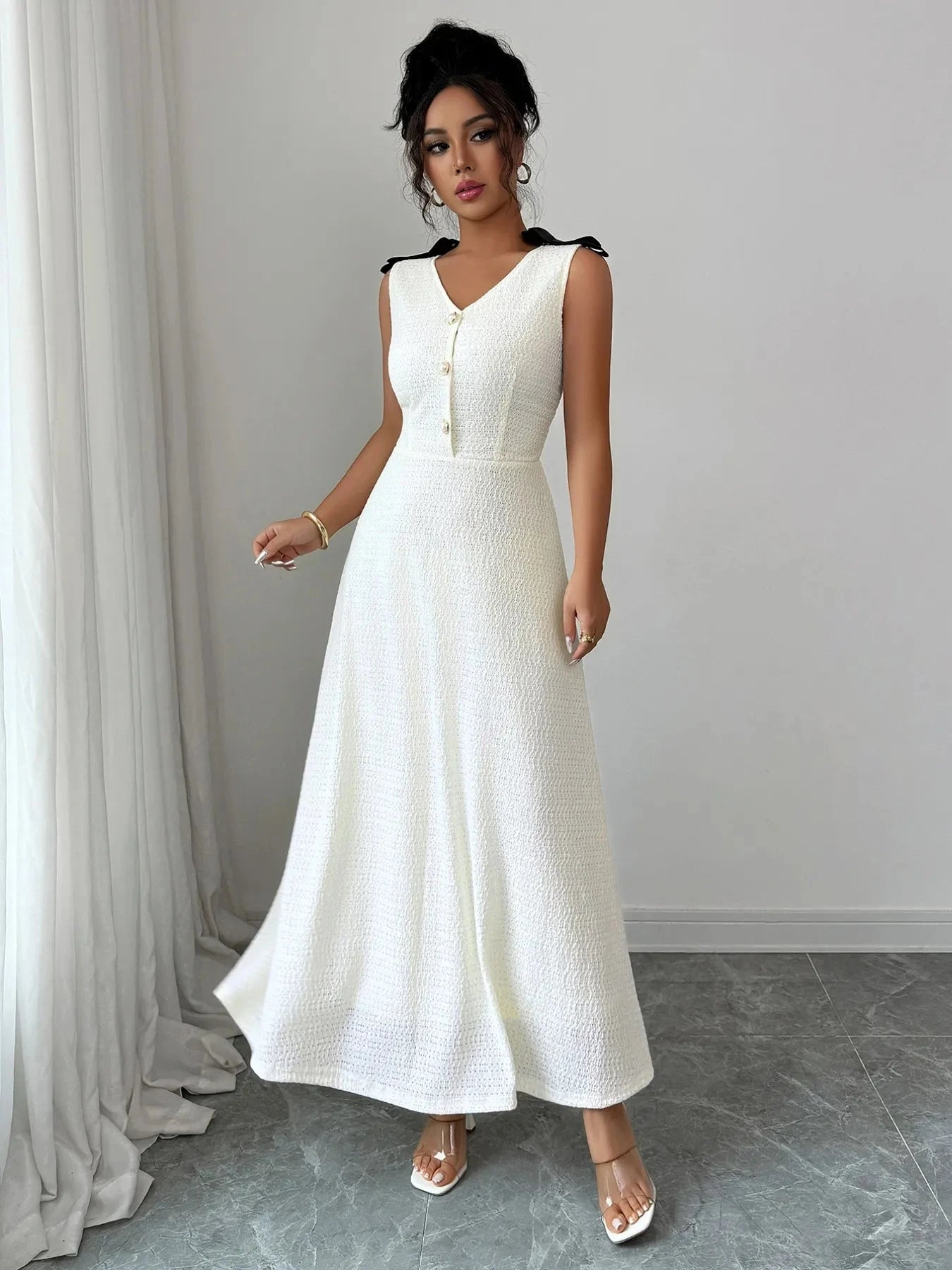 Buttoned Sleeveless Maxi Tank Dress