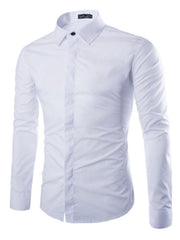 Men's classic-fit long-sleeve shirt with button detailing in a cotton-spandex blend.