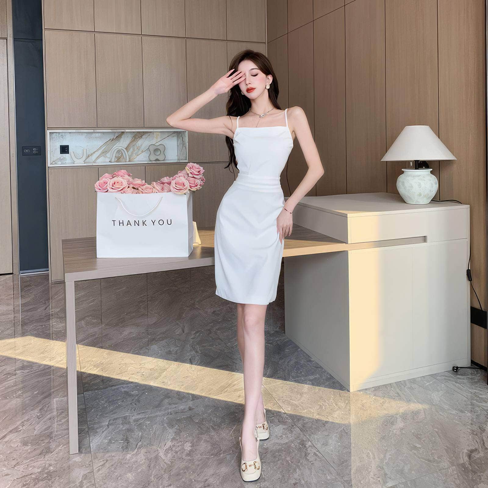 Cami Square Neck High Waist Mini Dress