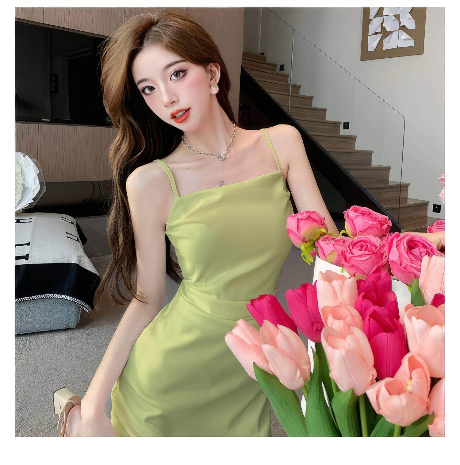 Cami Square Neck High Waist Mini Dress