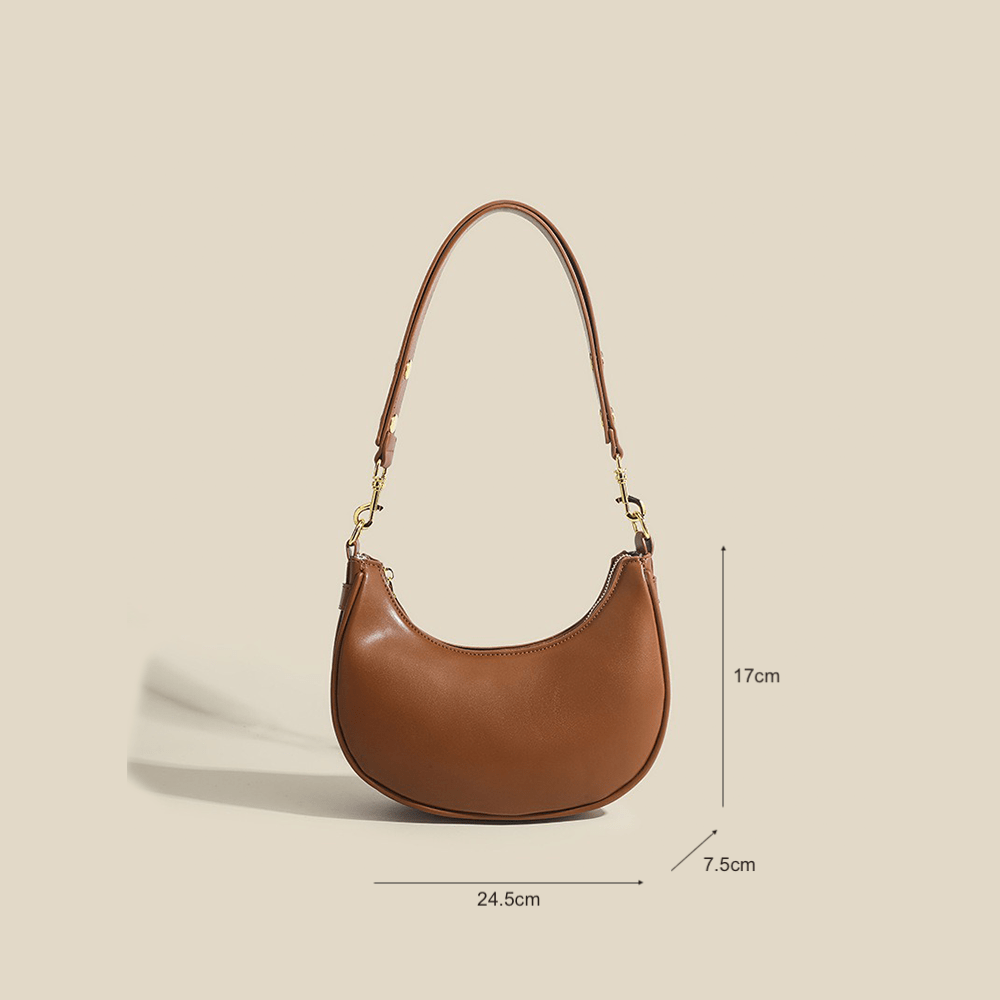 Casual Armpit Leather Zipper Bag