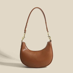 Casual Armpit Leather Zipper Bag Brown