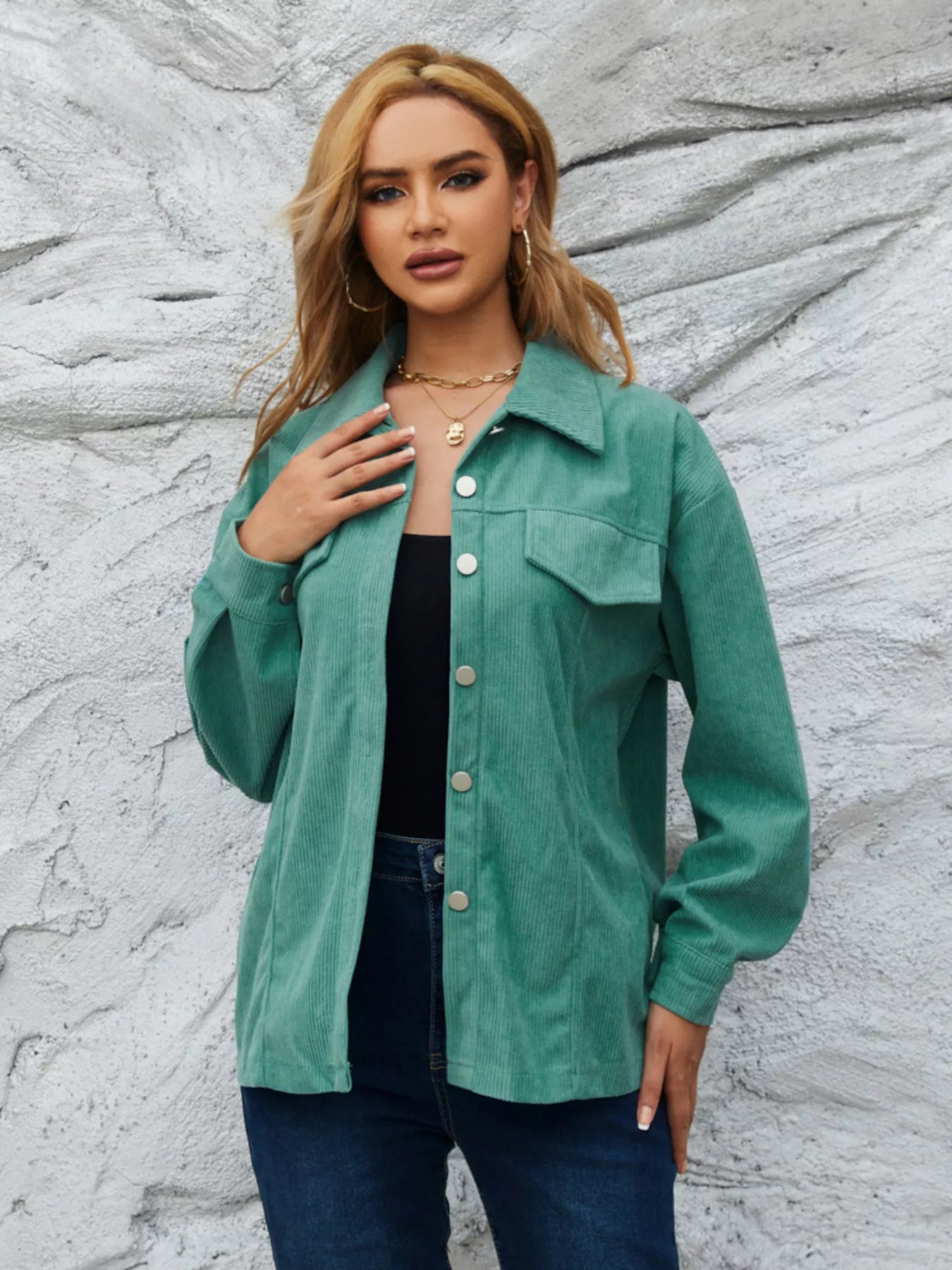 Casual Corduroy Button-Down Jacket