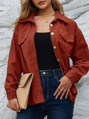 Casual Corduroy Button-Down Jacket Amber / S